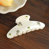 Jepit Rambut Akrilik Ramah Lingkungan Buatan Tangan JingLan 10cm Ringan Motif Bunga Gaya Girly Warna Kustom Terukir