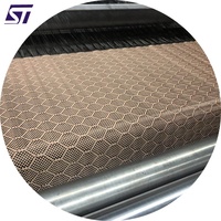 Tissu en fibre de carbone 3k, tissu Jacquard en nid d'abeille, hexagone doré, tissu hybride en carbone et aramide avec