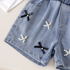 Nuovo Set Estivo 2025 <span class=keywords><strong>per</strong></span> Bambine: <span class=keywords><strong>Top</strong></span> a Maniche Corte + Pantaloncini in Denim <span class=keywords><strong>per</strong></span> 4-7 Anni - Product Image 4