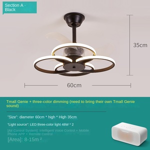 Ventilador de techo LED de estilo nórdico creativo de estilo tradicional redondo con luz para dormitorio, sala de estar, lámpara de ventilador de techo LED moderna - Product Image 5