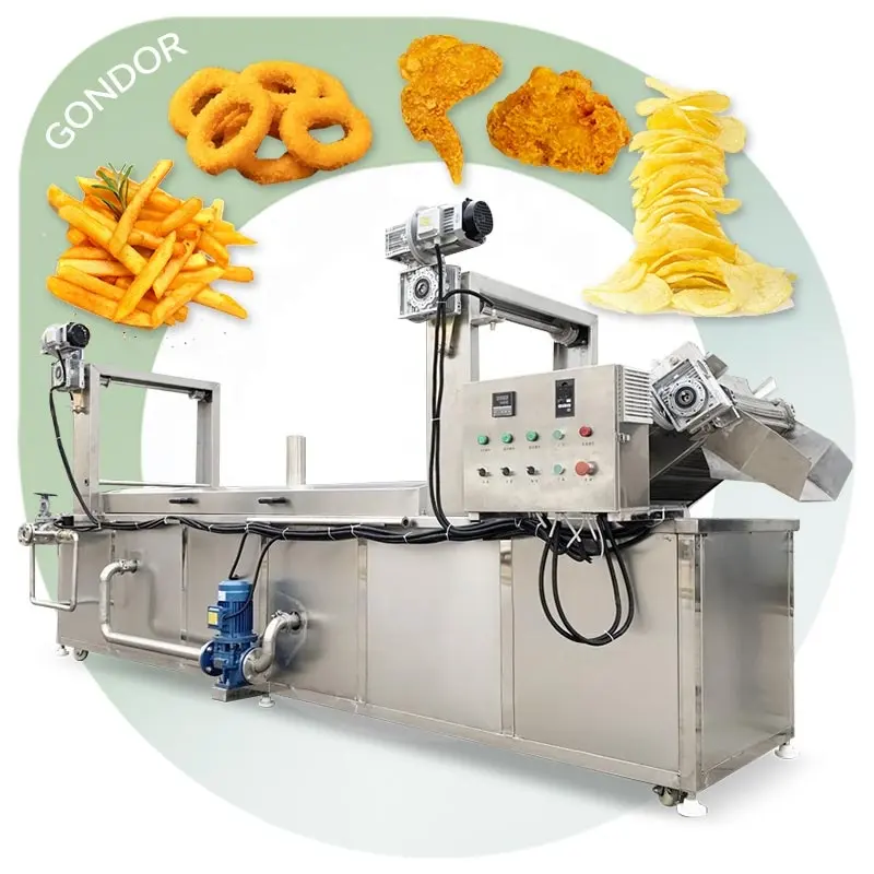 Friggitrice automatica Freidora Continua De Snack cipolla grande macchina per friggere salsicce di arachidi produzione di pollo fritto