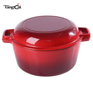 Marmite hollandaise <span class=keywords><strong>en</strong></span> <span class=keywords><strong>fonte</strong></span> émaillée 2-<span class=keywords><strong>en</strong></span>-1 de 5QT, solution de cuisson polyvalente populaire pour la cuisson du pain au levain, qualité supermarché - Product Image 1