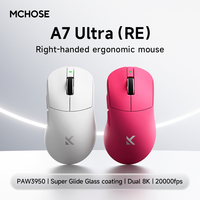 Ratón Inalámbrico MCHOSE A7 Ultra RE, Diseño Ergonómico para Mano Derecha, Oficina, Juegos, Tres Modos, Bluetooth, 2.4G, Cableado, PAW3950