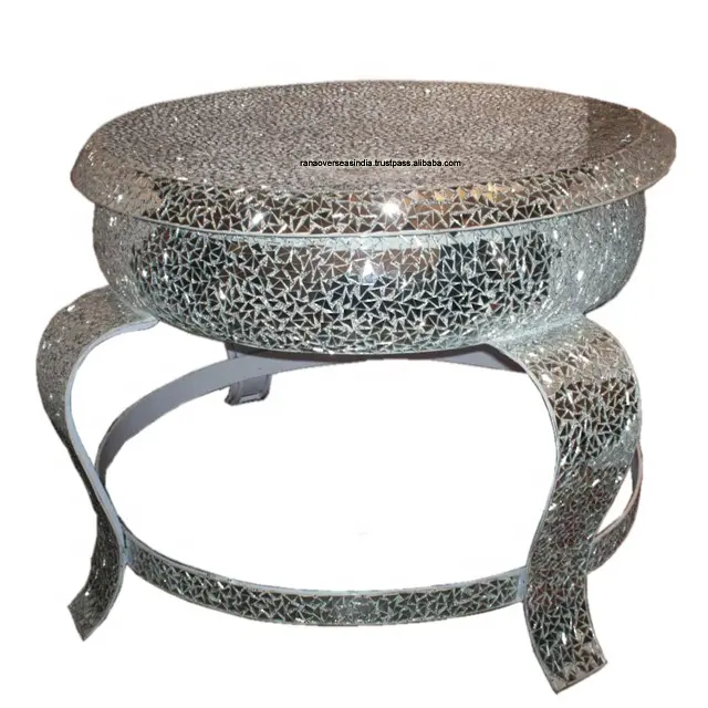 Mirrored Glass Mosaic Center Table In The Shape Of Circular for Living Room And Bed Room