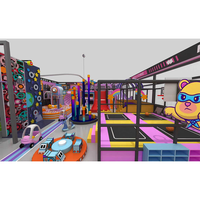 Équipement de terrain de jeu intérieur pour enfants avec toboggans et jeux interactifs, adapté aux entreprises