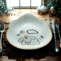 Nouvelle cuisine moderne mignon dessin animé Style porcelaine dîner ensemble en gros bols et assiettes en céramique