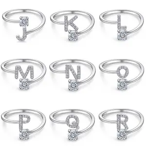 Groothandel Persoonlijkheid Effen Open Wijsvinger Ring S925 Sterling Zilveren Ring Betekenisvol 26 Letters Ring Voor Vrouwen Meisjes