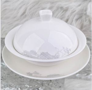 Juego de Vajilla de Porcelana Blanca, Estilo Chino, con Tazones, Platos y Tazas con Tapa, para Hogar y Hotel - Product Image 4
