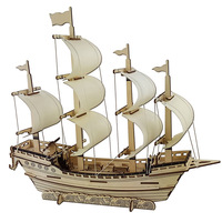 Kit de Modélisme Navire en Bois Éducatif Intelligent pour Enfants, 100 Pièces, Puzzle en Bambou Imprimé en Letterpress Découpé au Laser 3D