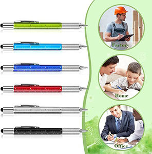 Stylo multifonction 6 en 1 en métal avec logo personnalisé, tournevis, niveau à bulle, stylet pour écran - Product Image 4