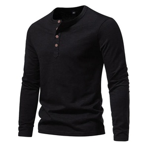 Camiseta de Manga Larga para Hombre, con Botones en la Parte Delantera, Cuello Redondo, Ajustada, de Algodón, Secado Rápido y Transpirable, con Logotipo Personalizado Bordado e Impreso, Venta al Por Mayor - Product Image 5