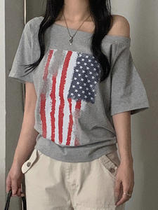 T-shirt estiva per le donne alla moda abiti sexy per le vacanze da donna a contrasto di colore vestiti larghi casual pigri top - Product Image 3