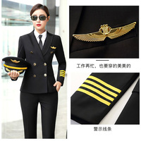 Tenue de Travail Personnalisée Respirante Grande Taille pour Hommes : Uniforme de Capitaine, Pilote et Agent de Bord – Couleurs Bleu/Noir