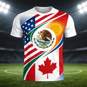 เสื้อยืดฟุตบอลแฟนคลับทีมชาติสหรัฐอเมริกา แคนาดา เม็กซิโก รุ่นสั่งทำพิเศษ ปี 2026 สำหรับการแข่งขันชิงชนะเลิศ แห้งเร็ว แบบซับลิเมชั่น รับผลิตแบบ OEM/ODM ขายส่งเสื้อแฟนคลับ - Product Image 2