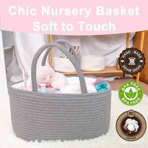 <span class=keywords><strong>Panier</strong></span> de rangement pour la crèche et organisateur de voiture pour couches et lingettes pour bébé, <span class=keywords><strong>panier</strong></span> à couches en corde de coton - Product Image 5
