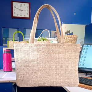 Premium Handmade Banana Fiber Two-Side <b>Mat</b> Tote Bag Eco-Friendly Woven Handbag <b>Large</b> Capacity Portable Reusable Bag for Resale - Product Image 1