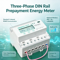 Meter Energi Prabayar Digital Cerdas 3 Fasa Berbasis IOT Nirkabel WIFI Din Rail RS485 Modbus