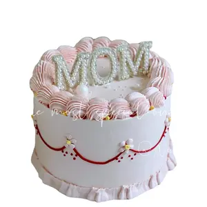 生日派对花蛋糕装饰摆件爱心珍珠钻石插件母亲节情人节亚克力蛋糕礼帽