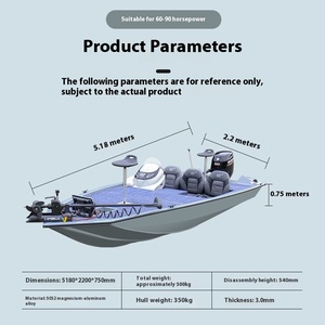 H518 barca d'assalto ad alta velocità nuova condizione leggero in alluminio magnesio per la <span class=keywords><strong>pesca</strong></span> in mare barca <span class=keywords><strong>spigola</strong></span> - Product Image 3