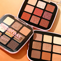 Palette de fards à paupières 9 couleurs, mat, scintillant, pigmenté, imperméable, maquillage pour les yeux portable, étiquette privée, logo personnalisé, vente en gros