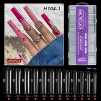 240 faux ongles en gel souple transparents, longs, forme cercueil ou ballerine, à couverture complète, pour extension d'ongles DIY, à presser