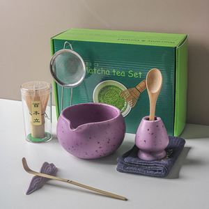 Ceramic & <b>Set</b> 8-Piece American Style Matcha Bowl Spout Chasen Eco-Friendly Durable Porcelain for <b>Tea</b> and Coffee - Product Image 1