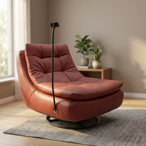 Modern Red PU Leather Reclining Chair with Metal Base and Phone Holder for Living Room Furniture - Product Image 2
