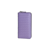 Dompet Kulit Domba Tenun Tangan dengan Ritsleting, Gaya Bisnis, Kapasitas Besar, Tempat Kartu