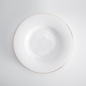 Assiette de luxe en or blanc Assiette Creuse Blanche Restaurant Hotel Assiette à soupe pour banquet de mariage - Product Image 3