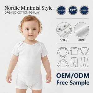 Vêtements pour bébé de couleur unie, manches courtes, été, nouveau-né, body côtelé en coton, barboteuses pour bébé - Product Image 3
