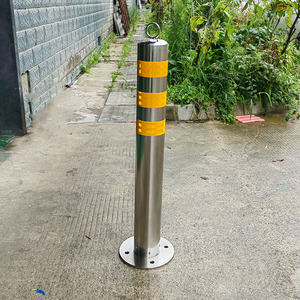 Barrière de signalisation routière, couvercle de <span class=keywords><strong>barricade</strong></span> de stationnement extérieur, poteau de signalisation, poteau de signalisation en acier inoxydable argenté, facile à installer, personnalisable - Product Image 6
