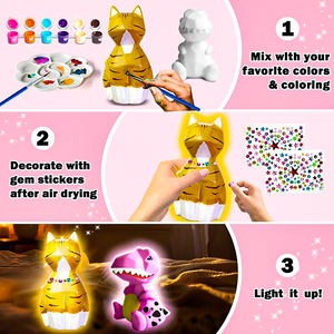 สติกเกอร์หินอัญมณีแบบทำมือของเล่นเพื่อการศึกษาปฐมวัยรูปไดโนเสาร์แมวกลางคืนไฟทาสีแบบจำลองของเล่นระบายสี - Product Image 4