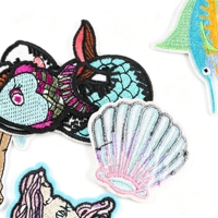 Parches de Concha de Sirena Bordados a Máquina Directo de Fábrica, Accesorios para Bolsos y Zapatos, Parches Termoadhesivos Bordados para Prendas