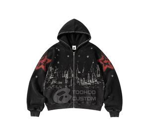 Autumn/Winter Cotton Casual Letter Embroidered Oversized Pullover Hoodie Stand Long Sleeve Slimming Men's Women's Coat Fitness - Product Image 3