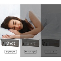 Jam Meja Cermin Desain Baru Laris Manis Grosir Jam Alarm Digital Lampu LED Siap Kirim Termometer Tampilan Jam Meja