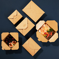 Lipack — boîte à Lunch en papier artisanal étanche, ml, contenant d'aliments, jetables, à emporter
