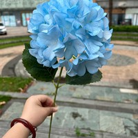 Bunga Hydrangea Sutra Buatan Berkualitas Tinggi Satu Tangkai Warna Pink Putih Biru Tahan Air untuk Dekorasi Rumah Tahun Baru Indoor/Outdoor