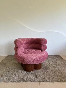 Fauteuil individuel en velours de mouton, style français, couleur crème, pour salon, balcon, fauteuil de relaxation en forme de gâteau - Product Image 4