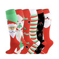 Bas Noël Halloween Compression Chaussettes Unisexe Casual Nylon Élastique Genou Haute Compression Chaussettes Athlétiques