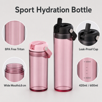 OEM Sızdırmaz Tritan Spor Su Şişesi 420ml 600ml BPA İçermez Yeniden Kullanılabilir Fitness Şişesi Pipetli Kapaklı Özel Logo Toptan Satış