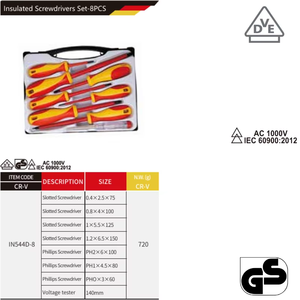 WEDO VDE 1000V IEC 60900 Stahl Schlitz- und Kreuzschlitz-Isolierschraubendreher-Set - 8-teilig - Product Image 3