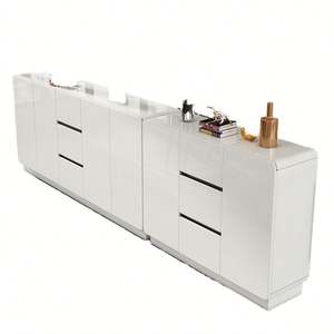 Modern Nordic Accent Wooden Sideboard Living Room and Dining Room Wine <b>Cabinet</b> with Glass <b>Display</b> for Kitchen Storage - Product Image 4