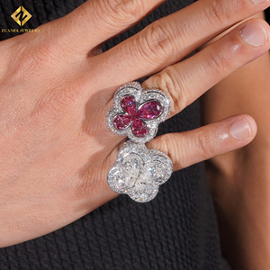 Nuevo Diseño de Moda, Anillo de Hombre con Cruz, Estilo Hip Hop, de Lujo, con Incrustaciones de 4 Piedras de Moissanita VVS Rosa en Forma de Pera, Plata de Ley S925 - Product Image 4