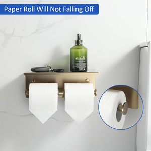 Modern Double Toilet Paper Holder with Shelf Self-Adhesive Toilet <b>Roll</b> Shelf Toilet Paper <b>Rack</b> - Product Image 2