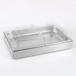 Support de présentation rectangulaire carré en acier inoxydable argenté avec plaque de refroidissement pour hôtels et restaurants - Product Image 3