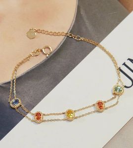 Pulsera de Cadena de Doble Capa de Oro de 18k Xinfly Fashion, Diamante Natural, Zafiro, Au750, Joyería Fina, Pulseras de Eslabones - Product Image 3
