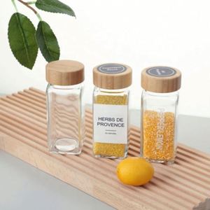 4 Oz High Borosilicate Heat-Resistant Glass Spice <b>Jars</b> Bamboo Lids Freshness Preservation Customizable <b>Labels</b> for Kitchen - Product Image 3
