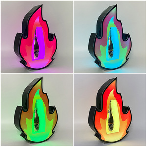 Led Lighted Flame Wine Rack Acrylic Seven Color Changing <b>Remote</b> Control Party KTV Bottle <b>Holder</b> Charging Base - Product Image 4