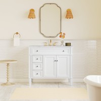Meuble-lavabo de salle de bain moderne de luxe de 48 pouces avec miroir intelligent et lavabo résistant à l'eau ; taille personnalisable pour hôtels et appartements