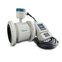 Débitmètre électromagnétique à bride de 20 m de long avec câble vert, télécommande, type split, sortie 4-20 mA RS485 pour l'eau